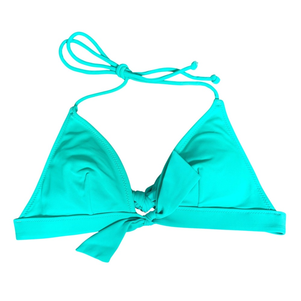 Victoria's Secret Turquoise Triangle Bikini Top Front Tie Halter XS